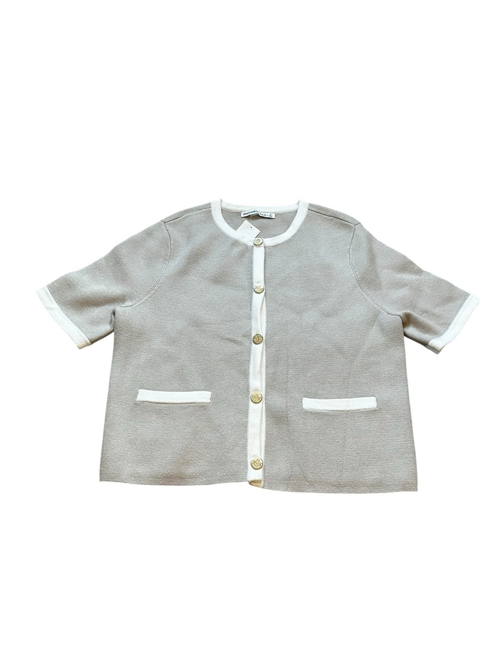 Abercrombie & Fitch LuxeLoft Short-Sleeve Cardigan Minimalist Quiet Luxury - Picture 2 of 6